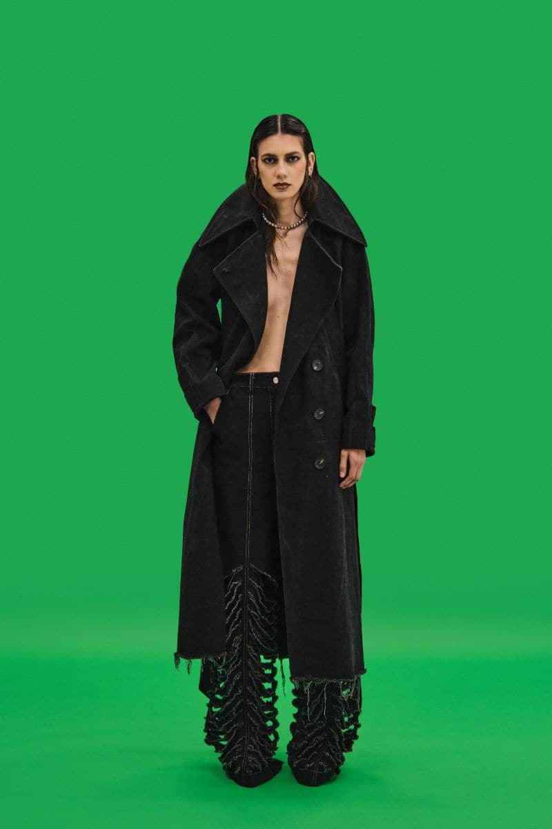 OVERSIZED WASHED DENIM TRENCH COAT | Vaska | CULT MIA