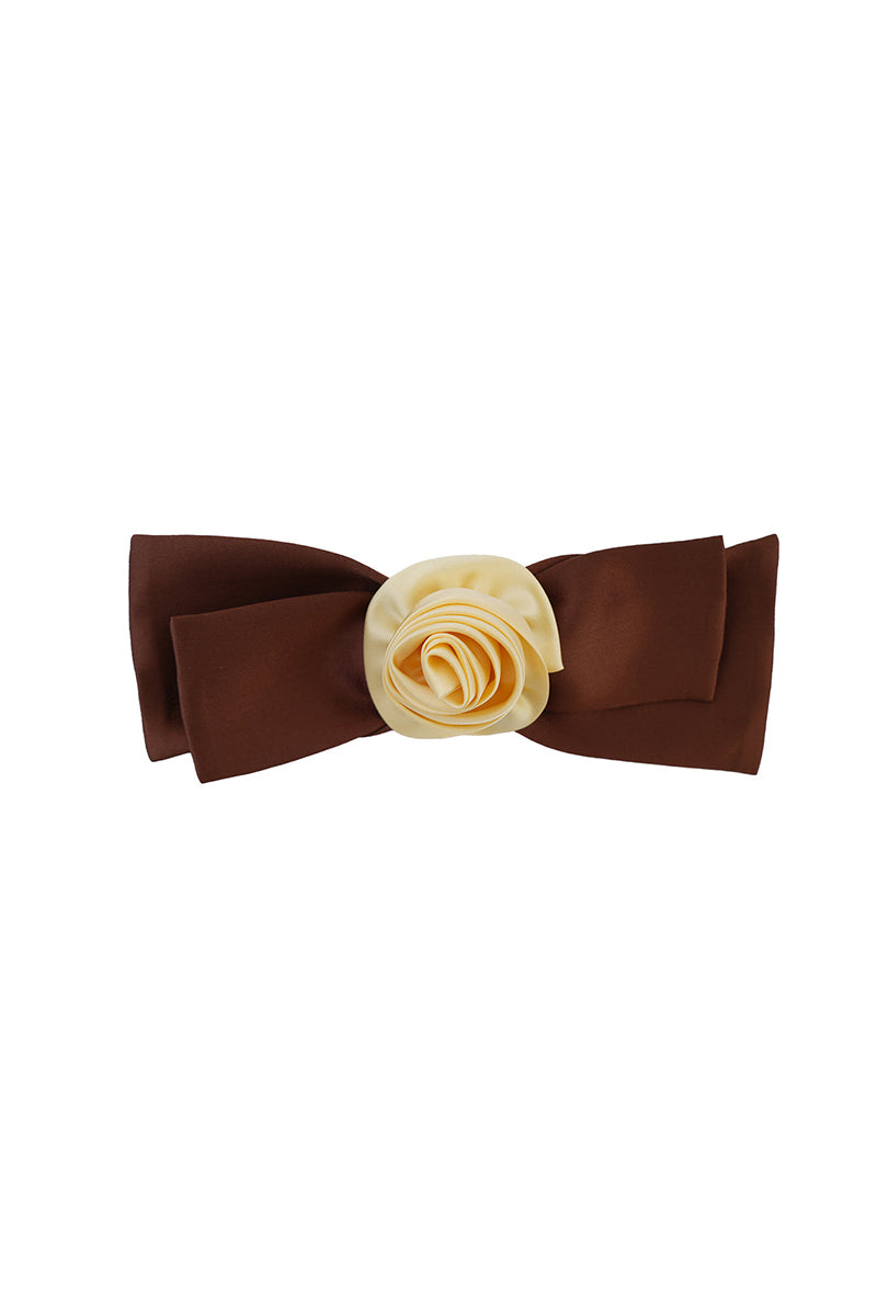 TUSCAN ROSE BOW SILK HAIR CLIPS - CULT MIA