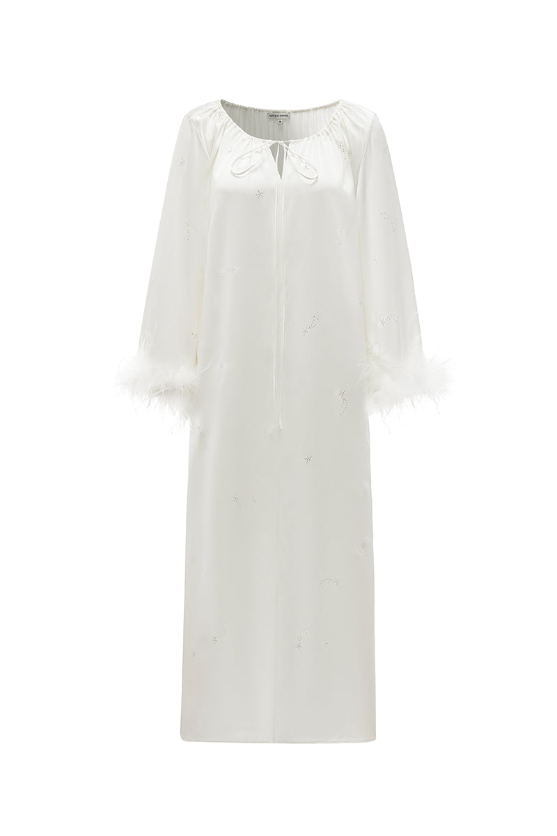 RHINESTONE AND FEATHER ROBE IN WHITE FEATHERS | CULT MIA | Not Just Pajama