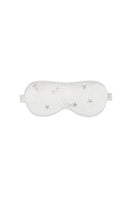 White and light purple rhinestone eye mask from Not Just Pajama, a stylish loungewear accessory for relaxing.