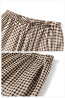 Brown plaid printed bandeau top and matching shorts pajama set by Not Just Pajama, featuring comfortable, stylish sleepwear.