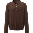 Unisex brown long sleeve knitwear shirt by Not Just Pajama, featuring a cozy, fitted knit design for casual wear.