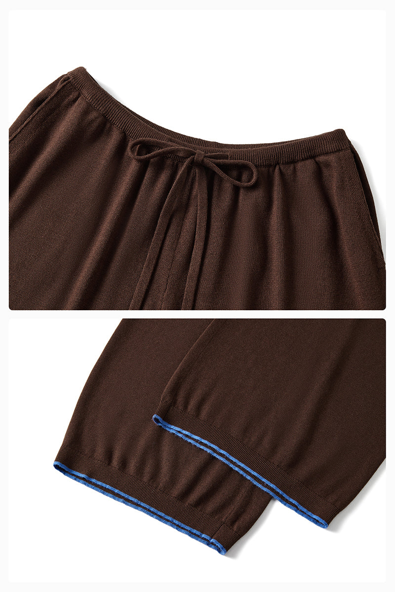 Unisex brown pants from Not Just Pajama with a relaxed fit, featuring a comfortable waistband and casual style.