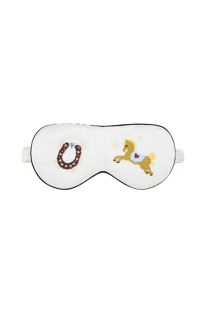 EMBROIDERED EYE MASK IN PEARL WHITE - CULT MIA
