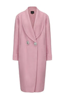 Pink Audrina coat by Nana Jacqueline, stylish and warm outerwear with classic design, shown in the Roman Holiday-inspired image.