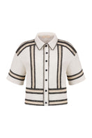 AISA Olivia shirt in soft fabric with a classic collar and button-down front, displayed on a hanger.