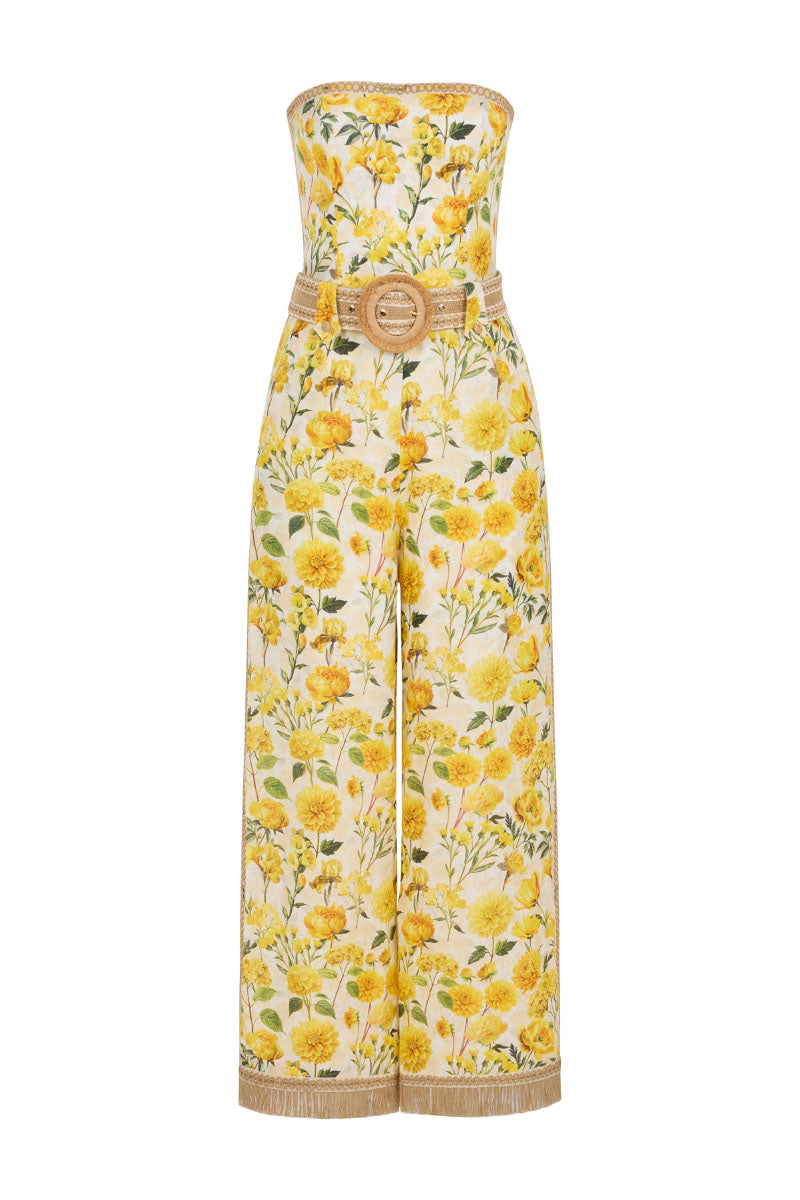 AISA Solina jumpsuit with wide-leg pants and sleeveless design, featuring a fitted waist and stylish neckline.
