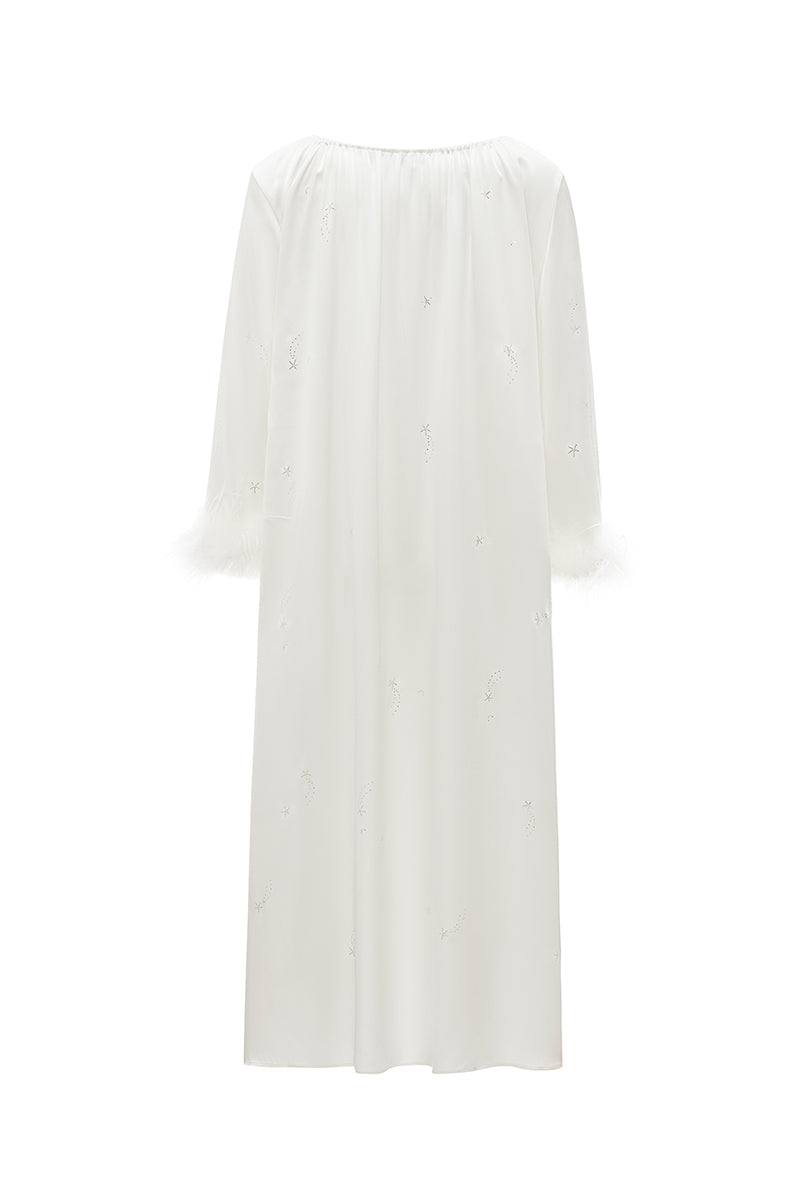 RHINESTONE AND FEATHER ROBE IN WHITE FEATHERS | CULT MIA | Not Just Pajama