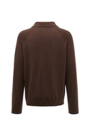 Unisex brown long sleeve knitwear shirt by Not Just Pajama, showcasing a cozy, fitted knit design in a casual style.