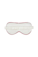Pearl white embroidered eye mask from Not Just Pajama, soft loungewear accessory with intricate embroidery for relaxing comfort.