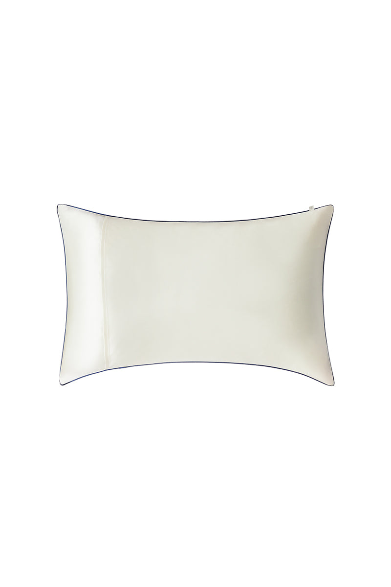 Pearl white loungewear pillowcase from Not Just Pajama, soft fabric with a smooth, elegant finish for comfortable sleep and relaxation.