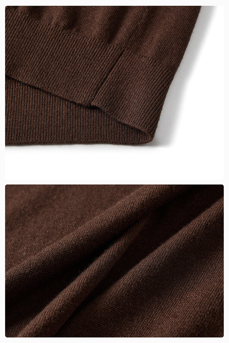 Unisex brown long sleeve knit shirt from Not Just Pajama, featuring a cozy, fitted knitwear design.