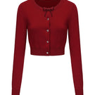 Red Nana Jacqueline Audrina cardigan with long sleeves and button front, displayed on a neutral background.