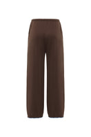 Unisex brown pants from Not Just Pajama featuring a relaxed fit and casual style, displayed on a plain background.