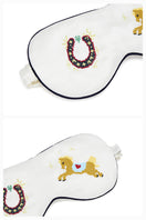 Pearl white embroidered eye mask from Not Just Pajama, soft loungewear accessory for relaxation and sleep comfort.
