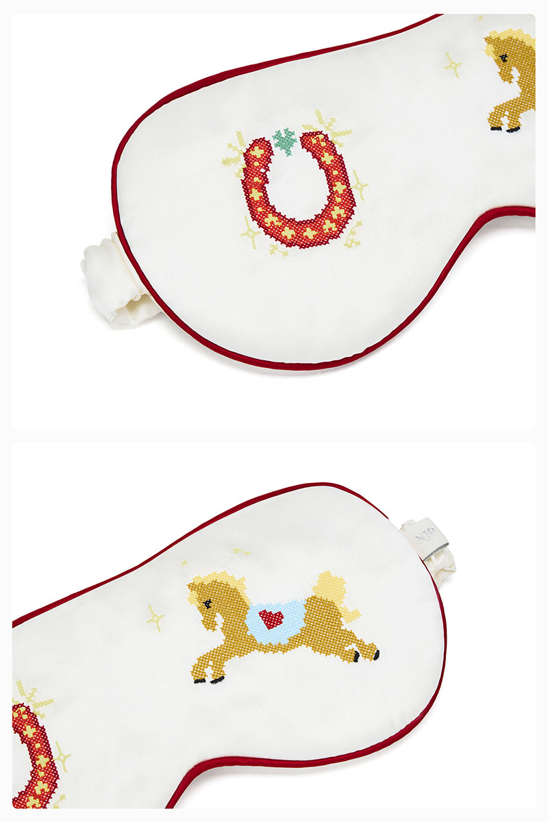 EMBROIDERED EYE MASK IN PEARL WHITE - CULT MIA