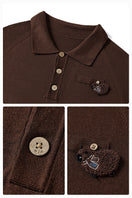 Brown unisex long sleeve knitwear shirt by Not Just Pajama, featuring a cozy knit fabric and classic fit.