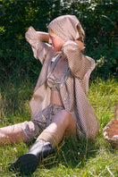 Brown plaid printed bandeau top and shorts pajamas set by Not Just Pajama, featuring a matching print and comfortable fit.