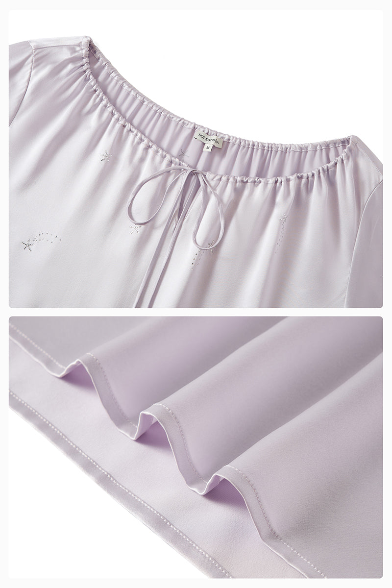 RHINESTONE AND FEATHER SHORT ROBE IN LIGHT PURPLE FEATHERS - CULT MIA