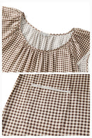 Brown plaid sleeveless midi dress by Not Just Pajama featuring a stylish printed pattern and a comfortable fit.