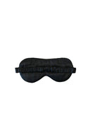 Black loungewear eye mask by Not Just Pajama, soft fabric for comfortable sleep and relaxation.
