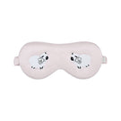 Pink eye mask from Not Just Pajama loungewear collection, soft fabric with gentle elastic band for comfortable relaxation.