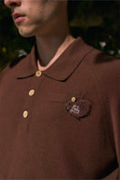 Unisex brown long sleeve knitwear shirt from Not Just Pajama, featuring a cozy, fitted design with ribbed cuffs and neckline.