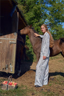 Blue print twill long pajamas set by Not Just Pajama, featuring a comfortable, stylish sleepwear design in soft fabric.