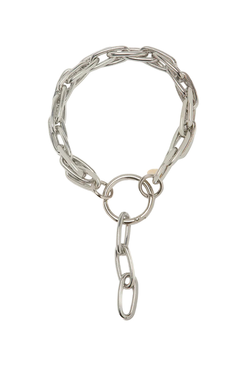 Silver Romina necklace by Silvia Gnecchi featuring a delicate chain and elegant pendant on a neutral background.