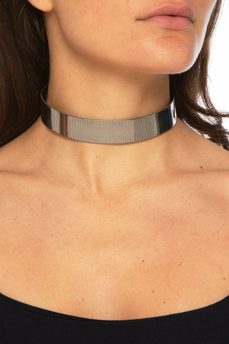 ALISEE SILVER CHOKER NECKLACE - CULT MIA
