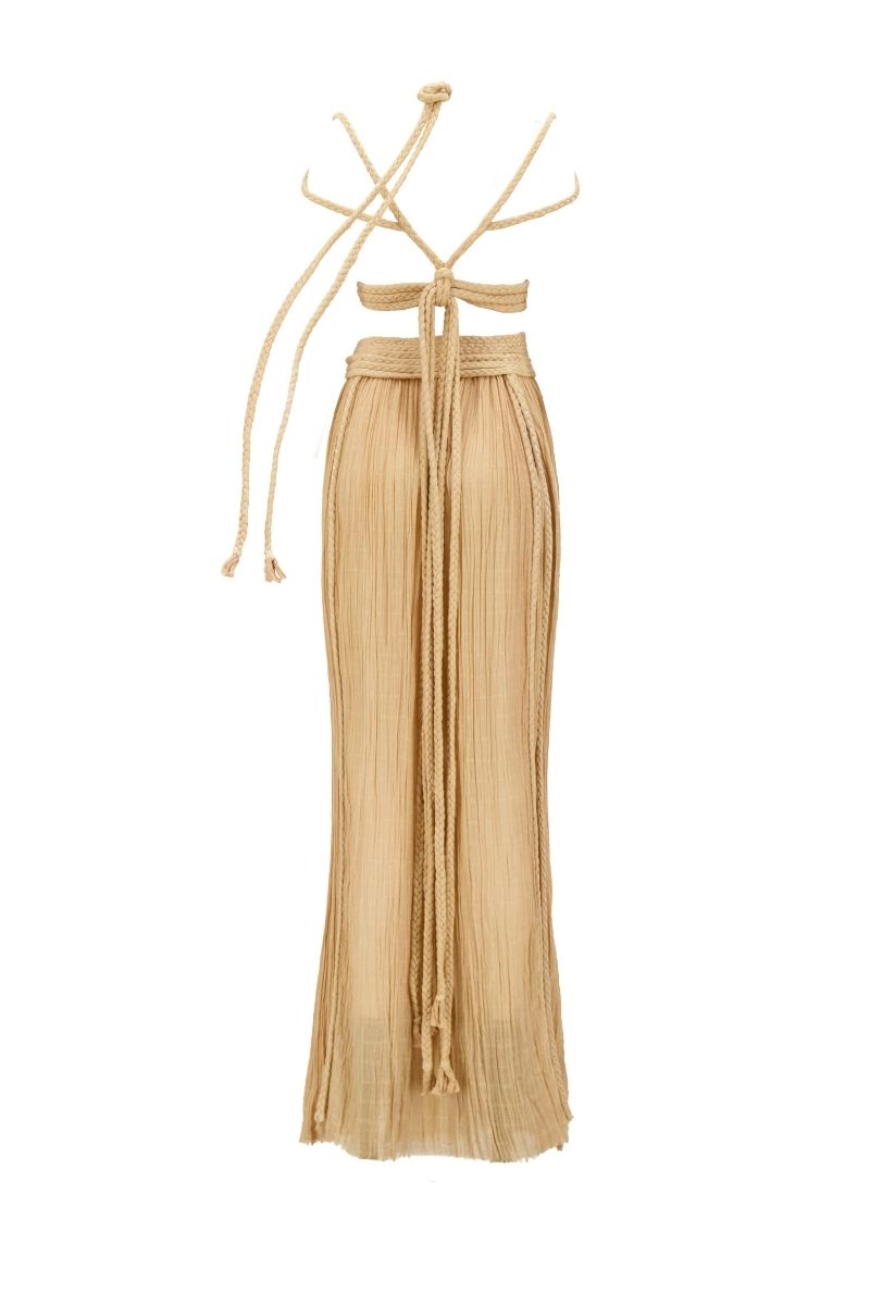 Kasia Kulenty Aphrodite co-ord set in sand color, featuring stylish matching top and pants on a neutral background.