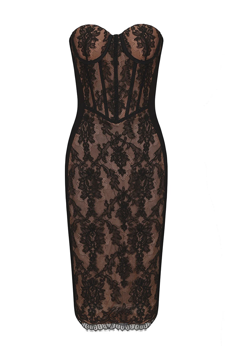 ELSA LACE DRESS IN BLACK - CULT MIA