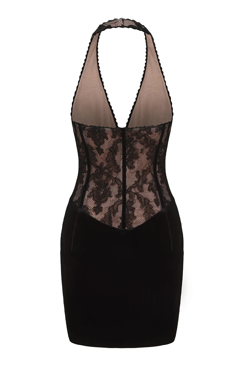 Nana Jacqueline Christi velvet mini dress with long sleeves and elegant design, perfect for stylish evening wear.