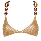 Silvia Gnecchi caramel gold bra top with smooth fabric and adjustable straps, stylish and comfortable women's lingerie.
