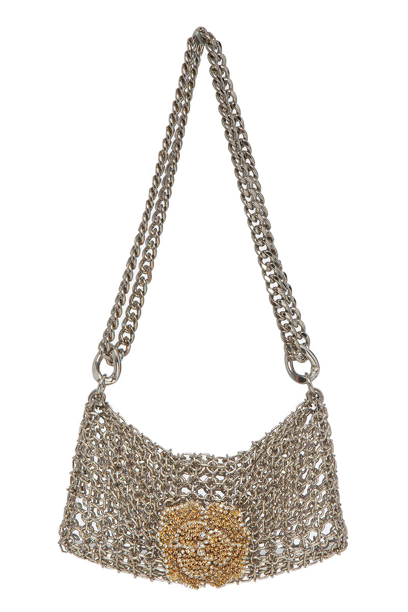 Silvia Gnecchi Camelia Chain Bag shoulder bag with floral design and chain strap, stylish accessory for everyday use.