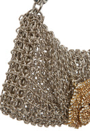 Silvia Gnecchi Camelia Chain Bag shoulder bag with floral design, gold chain strap, and elegant leather construction.