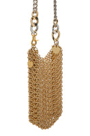 Silvia Gnecchi Portacel chain shoulder bag in black leather with gold-tone chain strap and minimalist design.