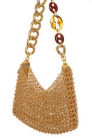 Silvia Gnecchi caramel shoulder bag with chain strap, stylish accessory featuring a smooth leather finish and elegant design.