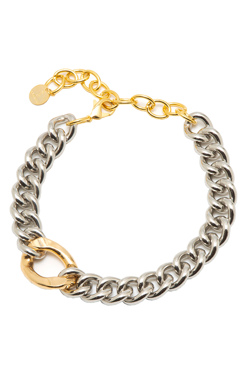 SOLID CHAIN SILVER AND GOLD NECKLACE - CULT MIA