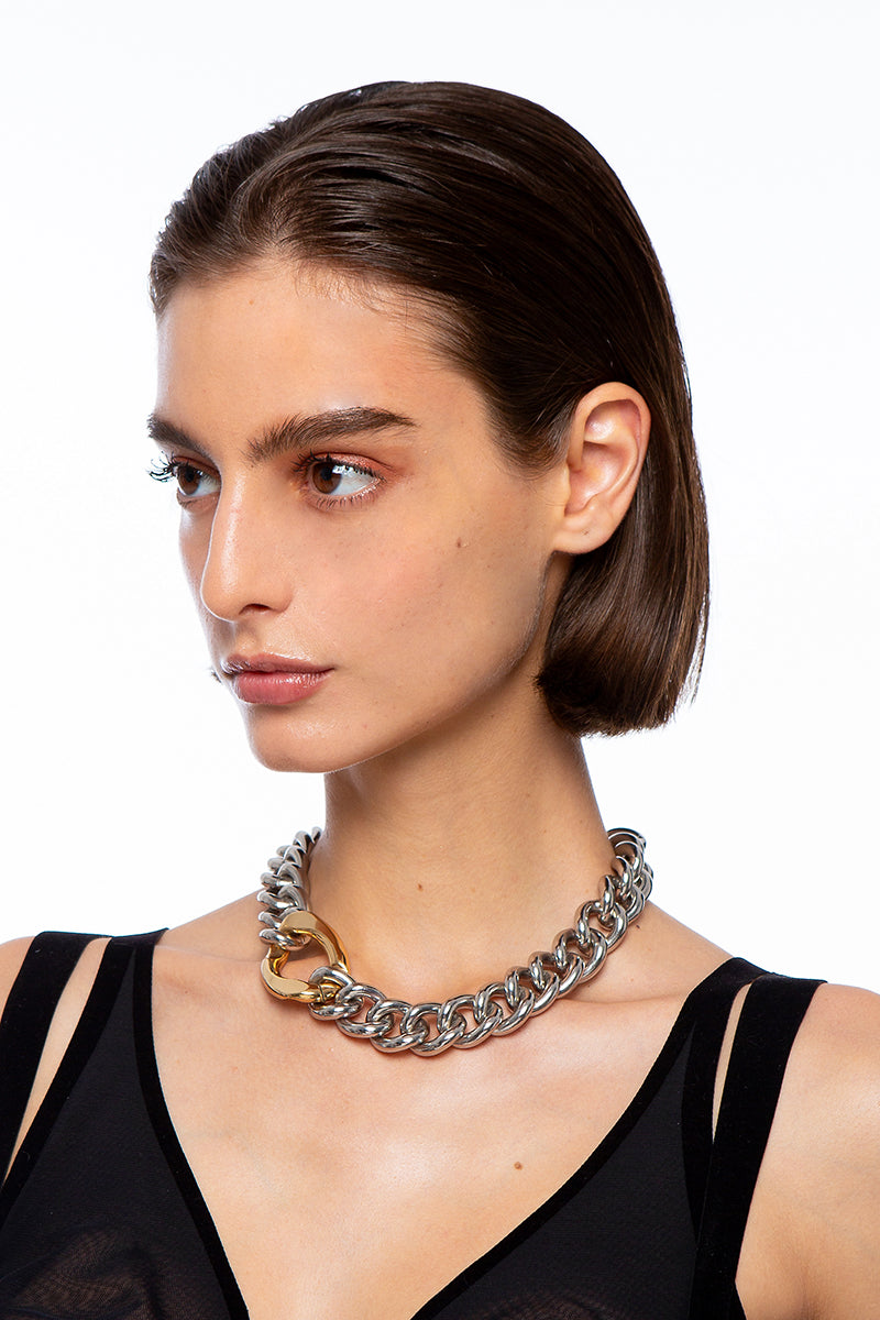 SOLID CHAIN SILVER AND GOLD NECKLACE - CULT MIA