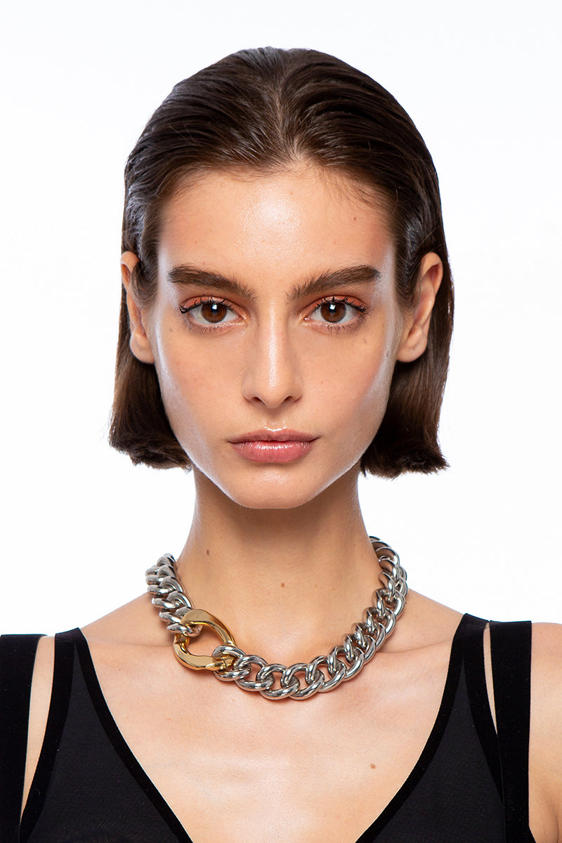 SOLID CHAIN SILVER AND GOLD NECKLACE - CULT MIA