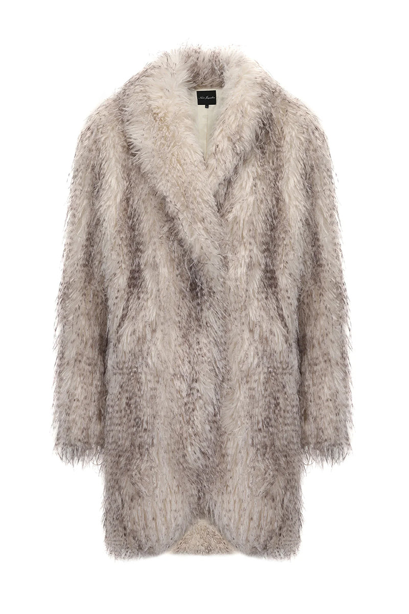 Nana Jacqueline Sofia fur pattern coat featuring a stylish coat with a plush fur design and tailored fit.