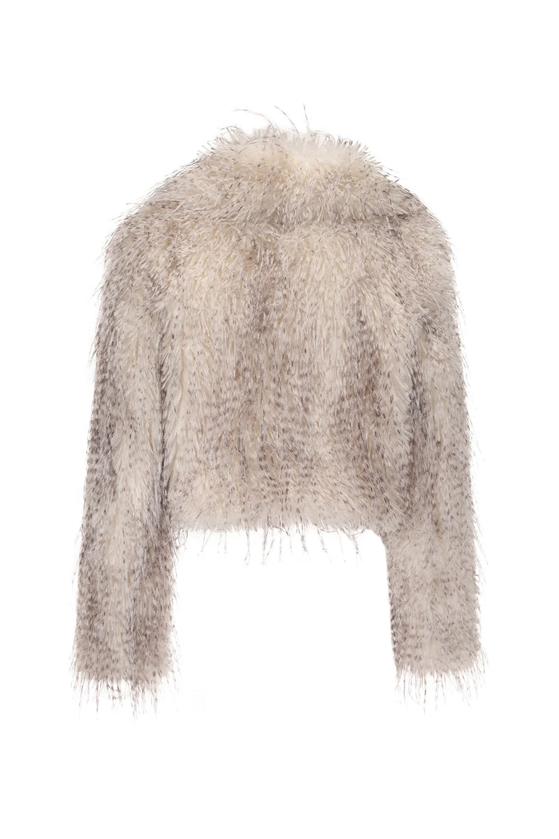 Nana Jacqueline white faux fur coat with long sleeves and plush texture, stylish winter outerwear for women.
