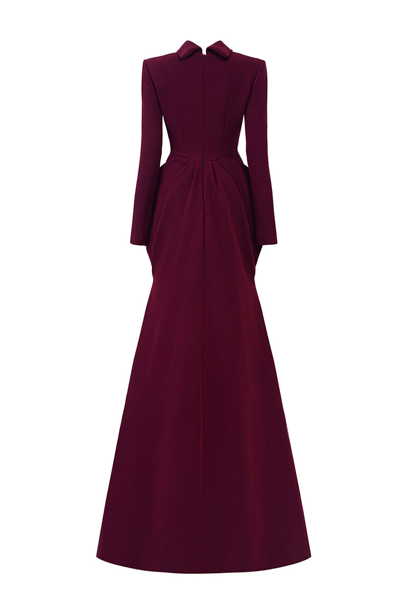 DE-CONSTRUCTED COLLAR WITH DRAPED WAIST GOWN - CULT MIA