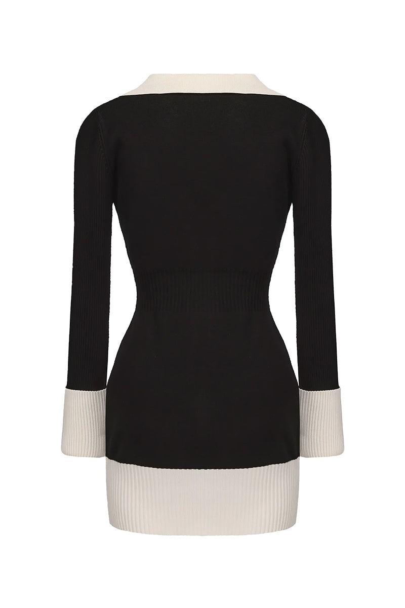 Nana Jacqueline Mia Knit Dress, a stylish mini dress in soft knit fabric, shown in a cozy, modern design.
