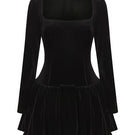 Black Audrina mini dress by Nana Jacqueline, featuring a stylish, fitted design perfect for elegant casual wear.