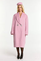 Pink Audrina coat by Nana Jacqueline featuring a stylish, tailored design with a smooth fabric finish.