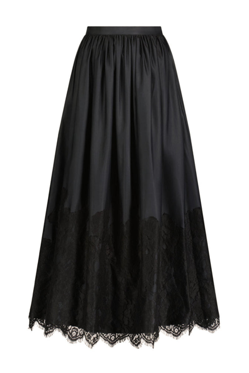 Black Fiorella maxi skirt by Scarlett Gasque featuring a flowing silhouette and elegant design, shown in image 017.