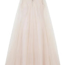 Shatha Essa pearl-embellished drape detail cape gown showcasing elegant design and intricate embellishments.