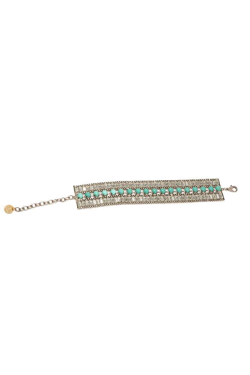 Silvia Gnecchi Shania necklace featuring elegant layered gold chains with pendant details on a white background.